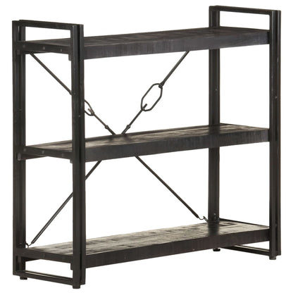 Boekenkast Met 3 Schappen 90X30X Massief Mangohout Zwart 90 cm