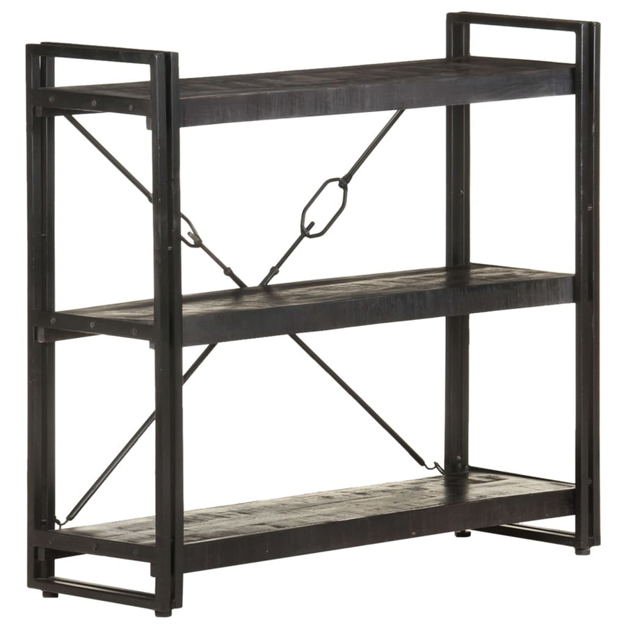 Boekenkast Met 3 Schappen 90X30X Massief Mangohout Zwart 90 cm