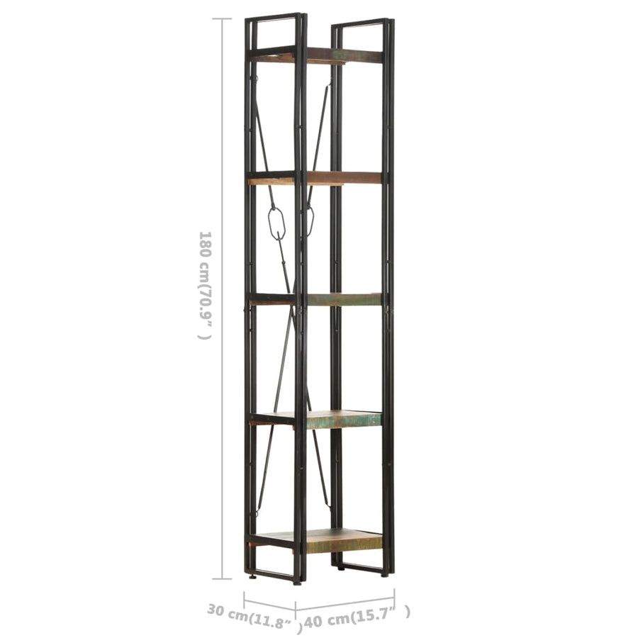 Boekenkast Met 5 Schappen Bruin 40 x 30 x 180 cm massief gerecycled hout