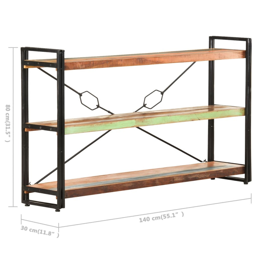 Boekenkast Met 3 Schappen 140X30X80 Cm Massief Gerecycled Hout 140 x 30 x 80 cm Bruin