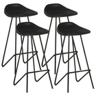 Barkrukken 4 stuks echt leer zwart 45x39x83 cm