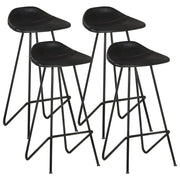 Barkrukken 4 stuks echt leer zwart 45x39x83 cm