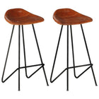 Bar Stools 2 pcs Genuine Leather Brown