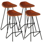 Barkrukken 4 stuks echt leer bruin 83 cm