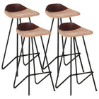 Barkrukken 4 st echt leer bruin 45x39x83 cm