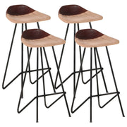 Barkrukken 4 st echt leer bruin 45x39x83 cm
