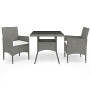 Tuinset poly rattan 3-delig grijs