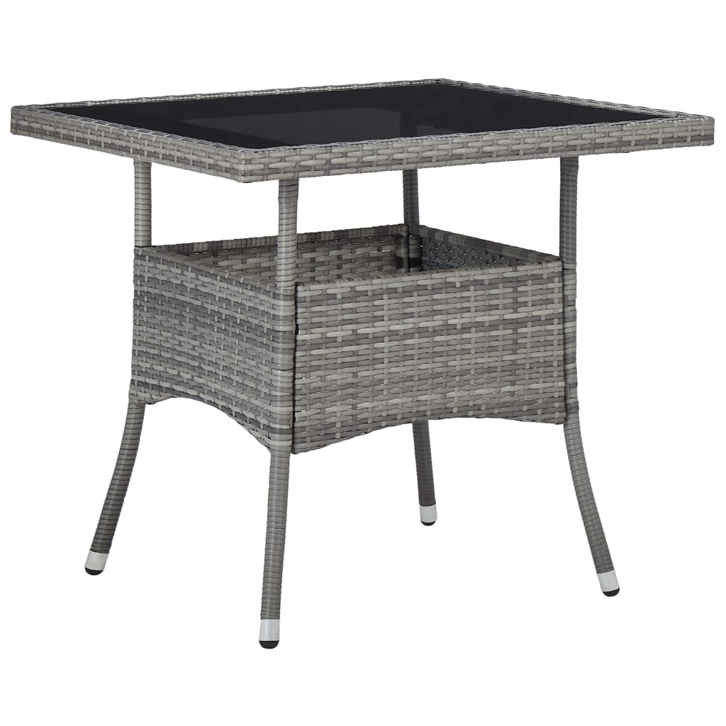 -Delige Tuinset Poly Rattan En Glas 3 Grijs