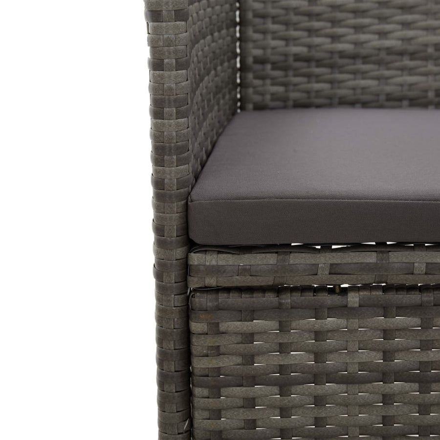 -Delige Tuinset Poly Rattan En Glas 3 Grijs