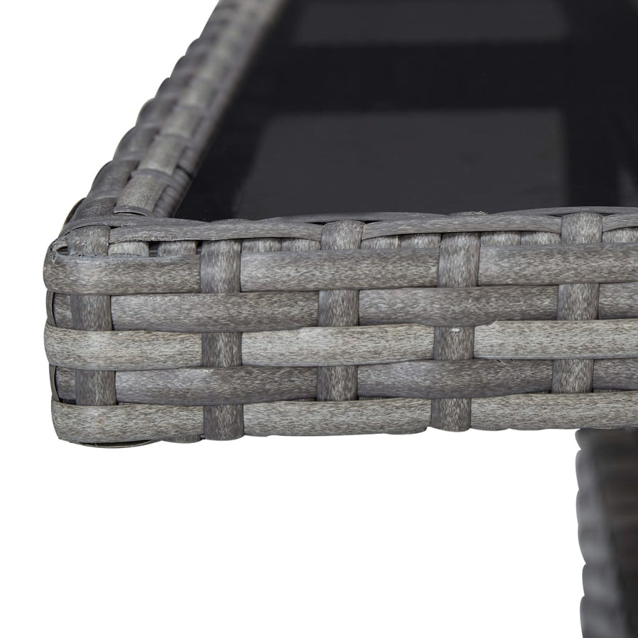 -Delige Tuinset Poly Rattan En Glas 3 Grijs
