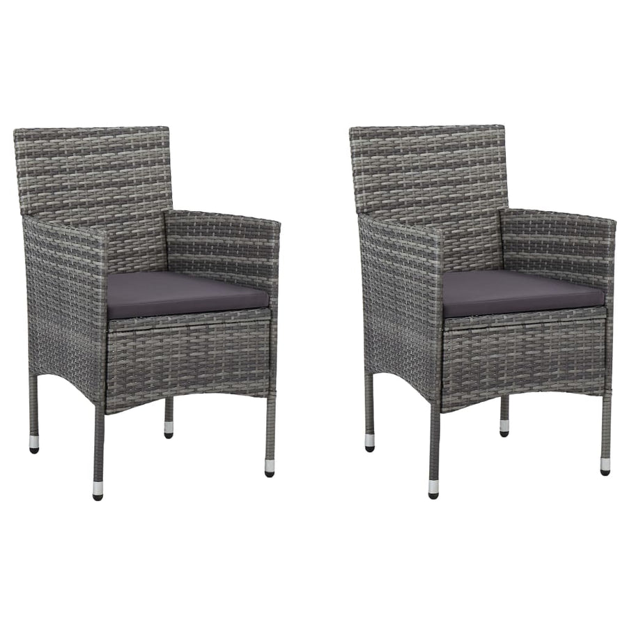 -Delige Tuinset Poly Rattan En Glas 3 Grijs