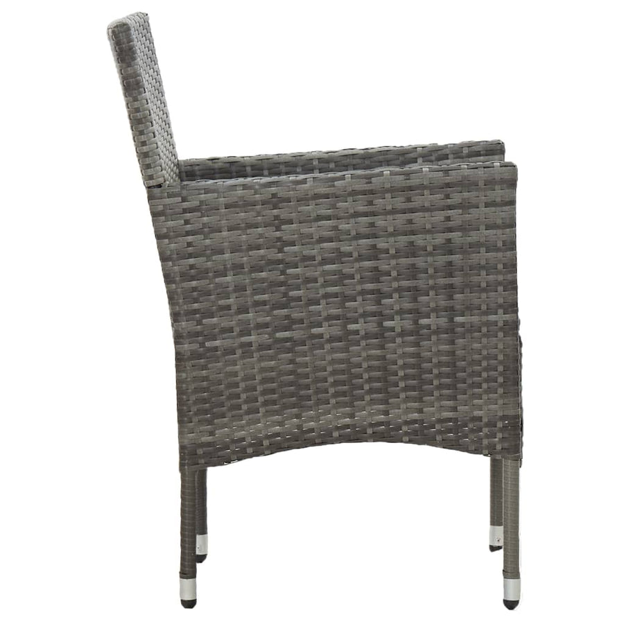 -Delige Tuinset Poly Rattan En Glas 3 Grijs