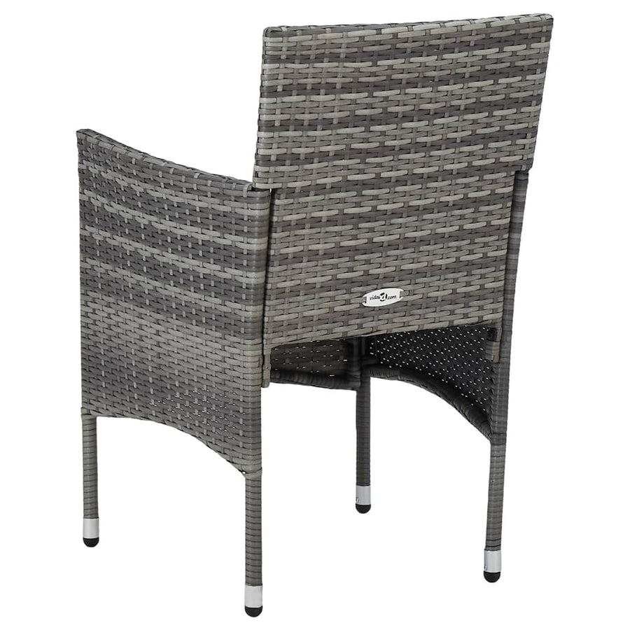 -Delige Tuinset Poly Rattan En Glas 3 Grijs