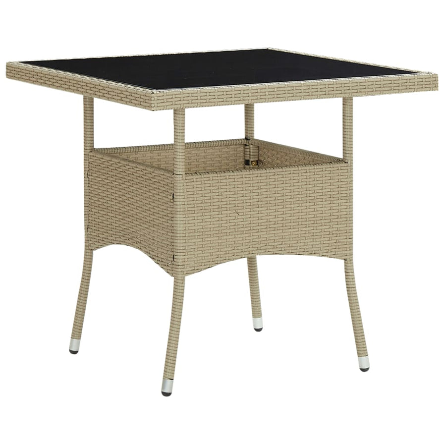 -Delige Tuinset Poly Rattan En Glas 3 Beige