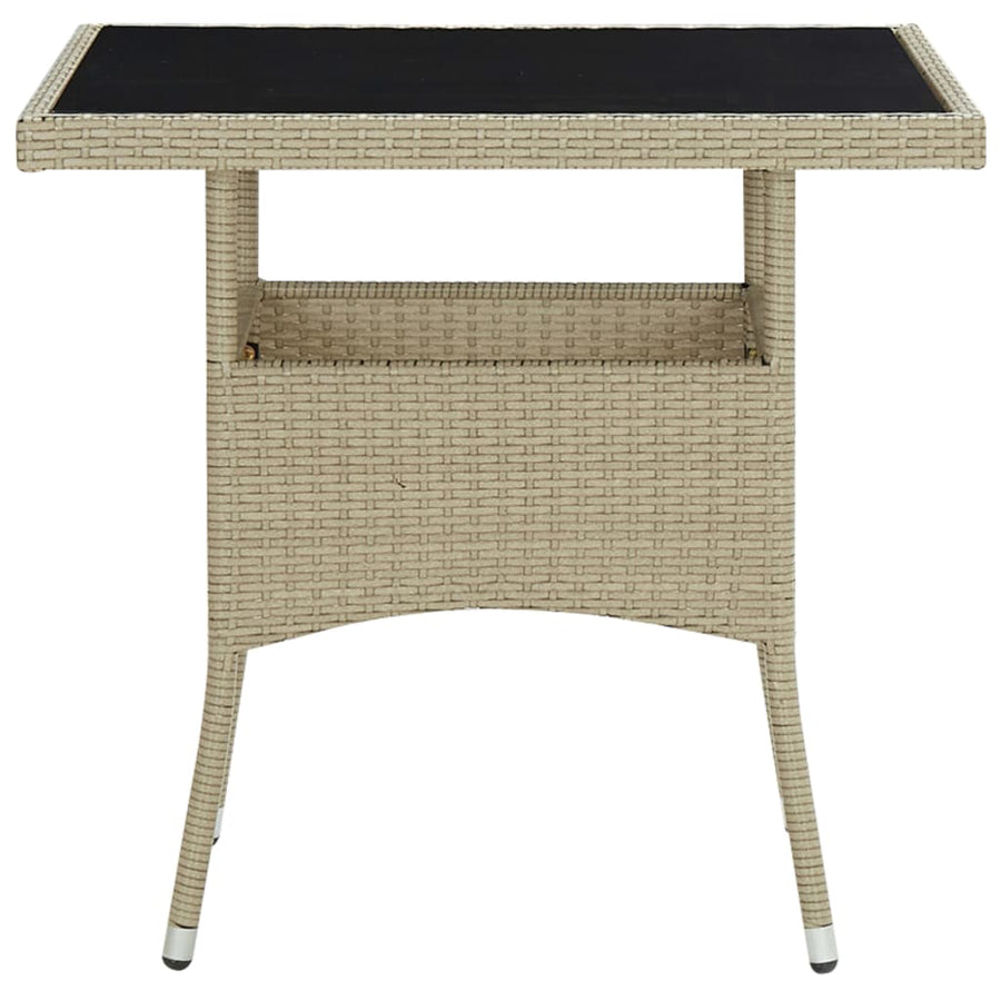 -Delige Tuinset Poly Rattan En Glas 3 Beige