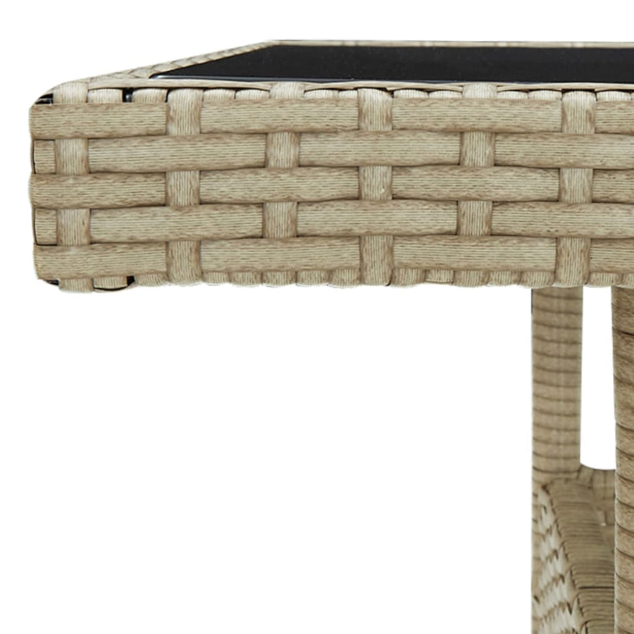 -Delige Tuinset Poly Rattan En Glas 3 Beige