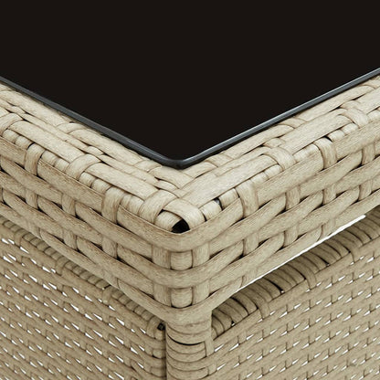 -Delige Tuinset Poly Rattan En Glas 3 Beige