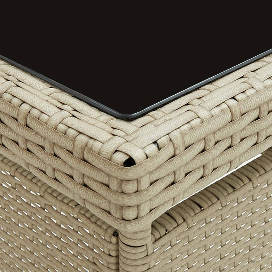 -Delige Tuinset Poly Rattan En Glas 3 Beige
