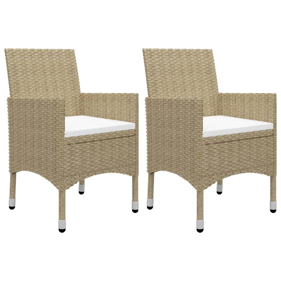 -Delige Tuinset Poly Rattan En Glas 3 Beige
