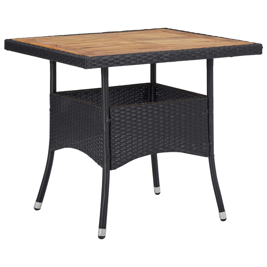 -Delige Tuinset Poly Rattan En Acaciahout 3 Zwart en bruin