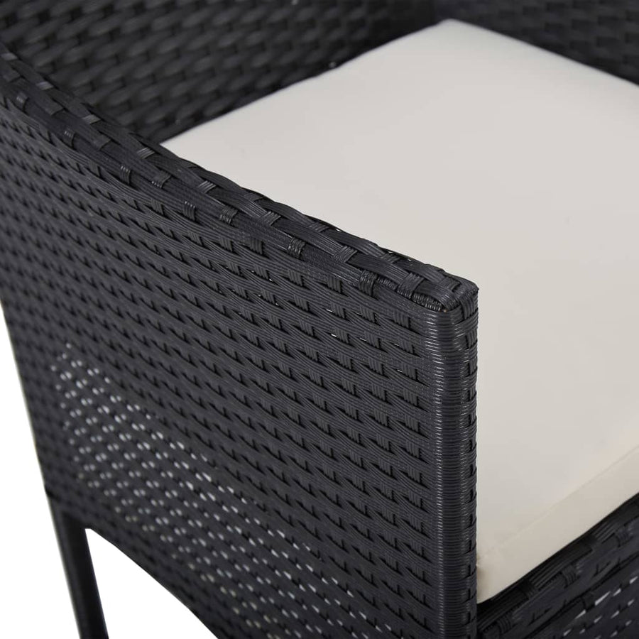 -Delige Tuinset Poly Rattan En Acaciahout 3 Zwart en bruin