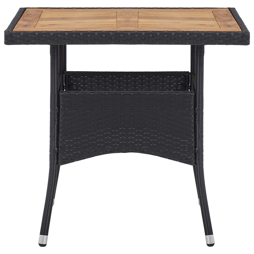 -Delige Tuinset Poly Rattan En Acaciahout 3 Zwart en bruin