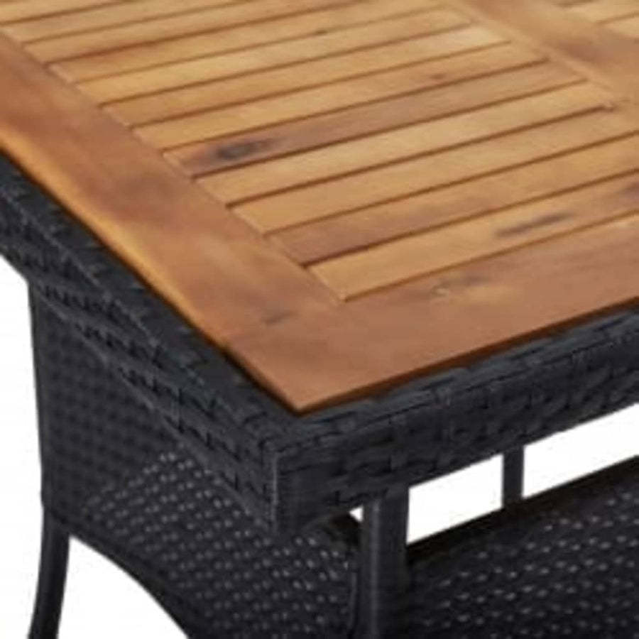 -Delige Tuinset Poly Rattan En Acaciahout 3 Zwart en bruin