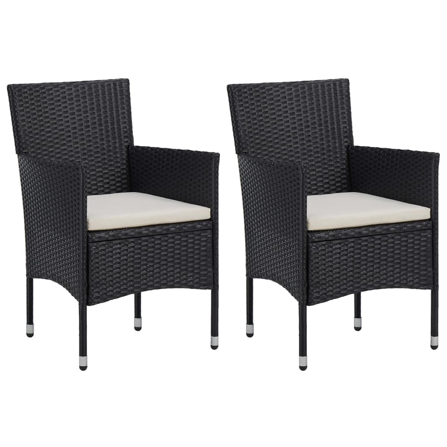 -Delige Tuinset Poly Rattan En Acaciahout 3 Zwart en bruin