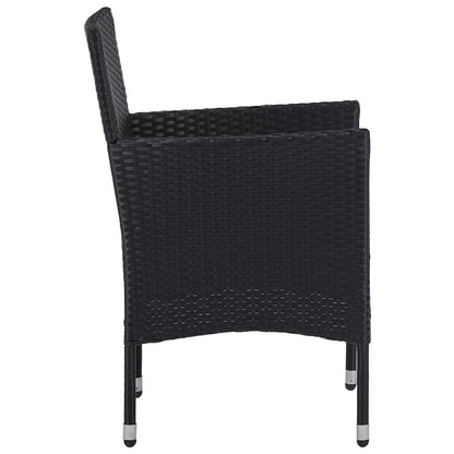 -Delige Tuinset Poly Rattan En Acaciahout 3 Zwart en bruin
