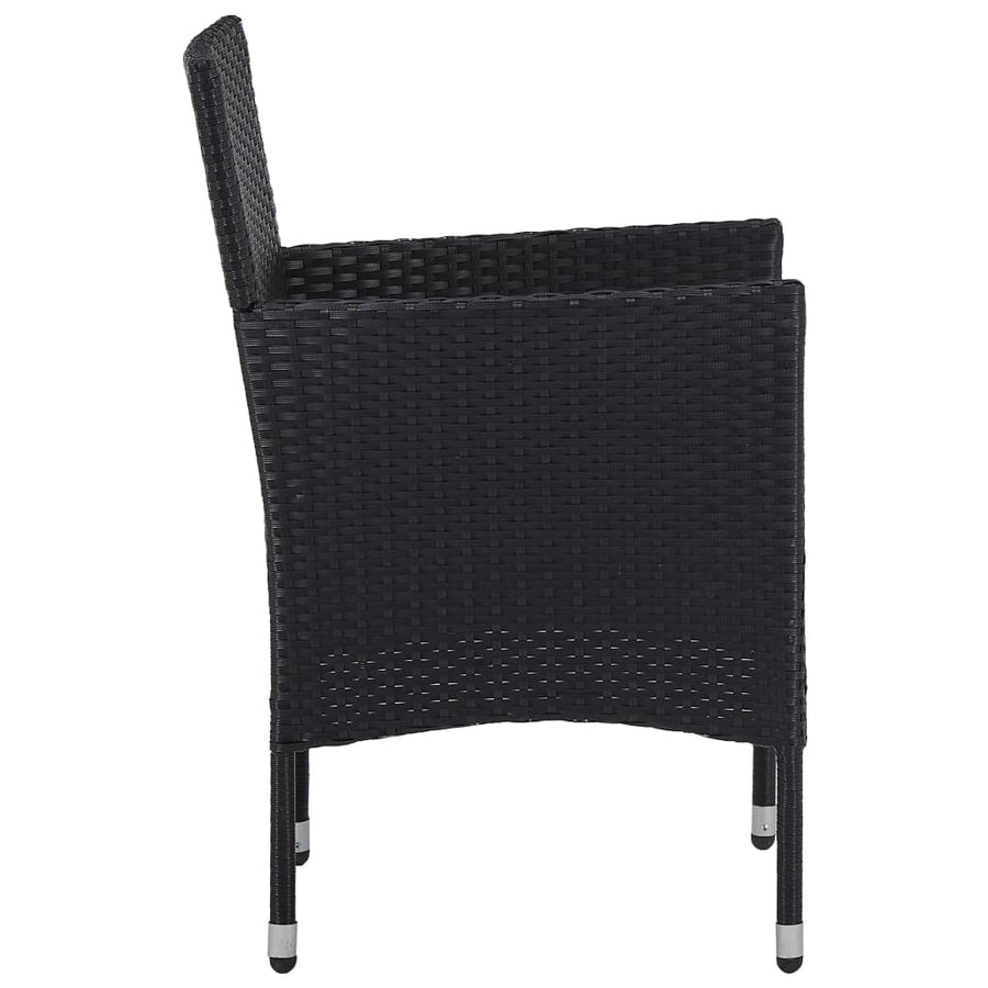-Delige Tuinset Poly Rattan En Acaciahout 3 Zwart en bruin