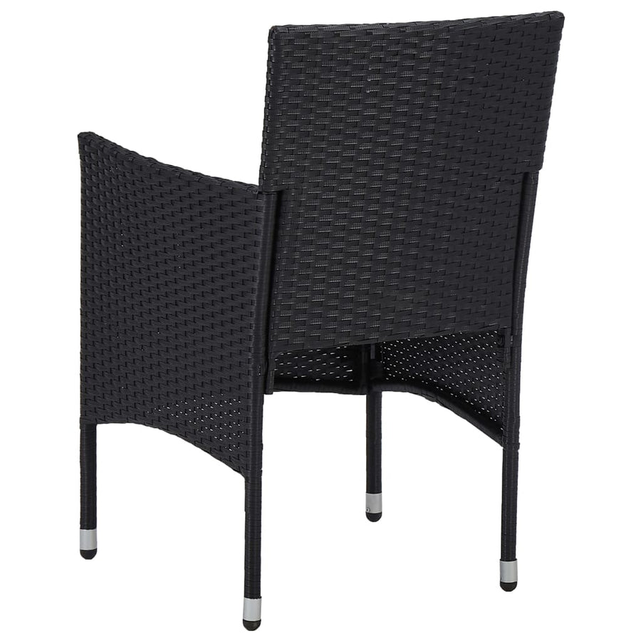 -Delige Tuinset Poly Rattan En Acaciahout 3 Zwart en bruin