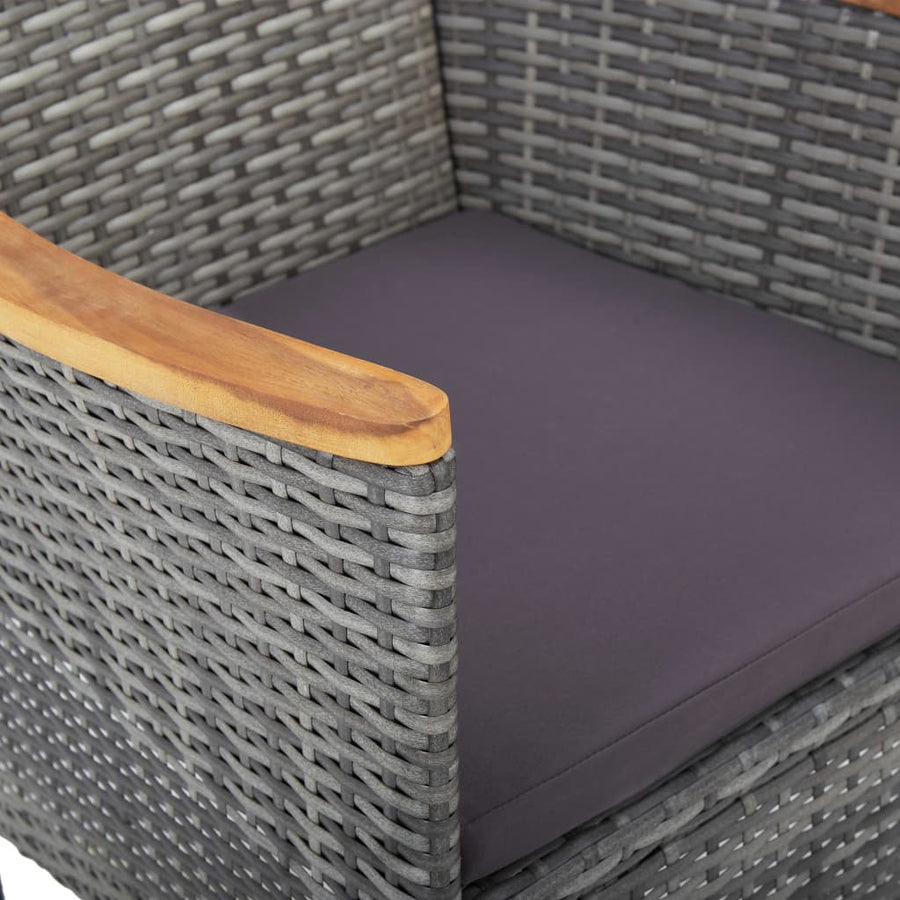 -Delige Tuinset Poly Rattan En Acaciahout 3 Grijs