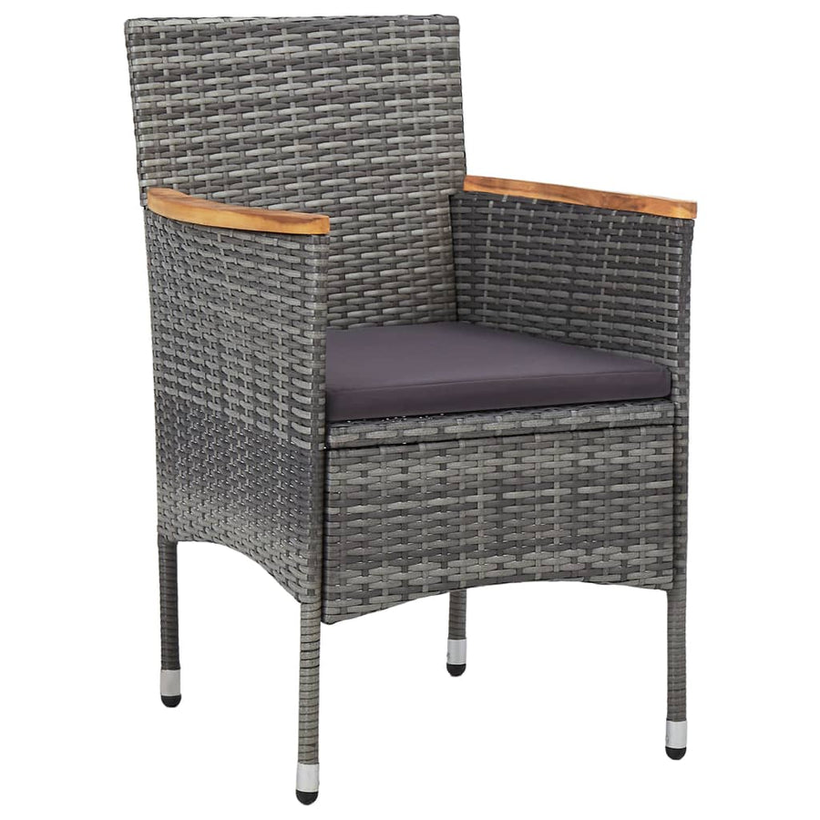 -Delige Tuinset Poly Rattan En Acaciahout 3 Grijs