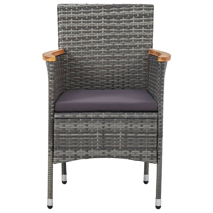 -Delige Tuinset Poly Rattan En Acaciahout 3 Grijs