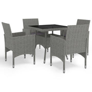 Tuinset 5-delig poly rattan grijs
