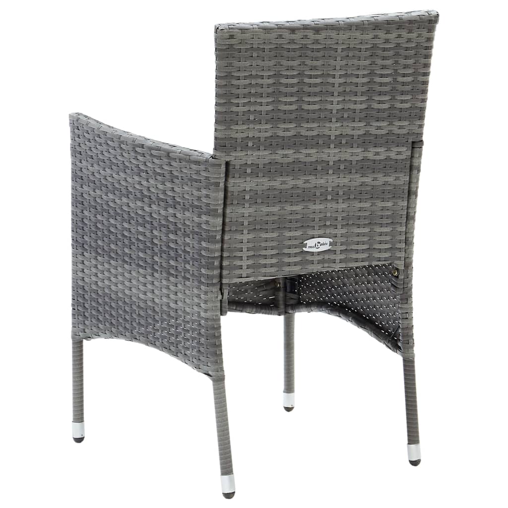 -Delige Tuinset Poly Rattan En Glas 5 Grijs