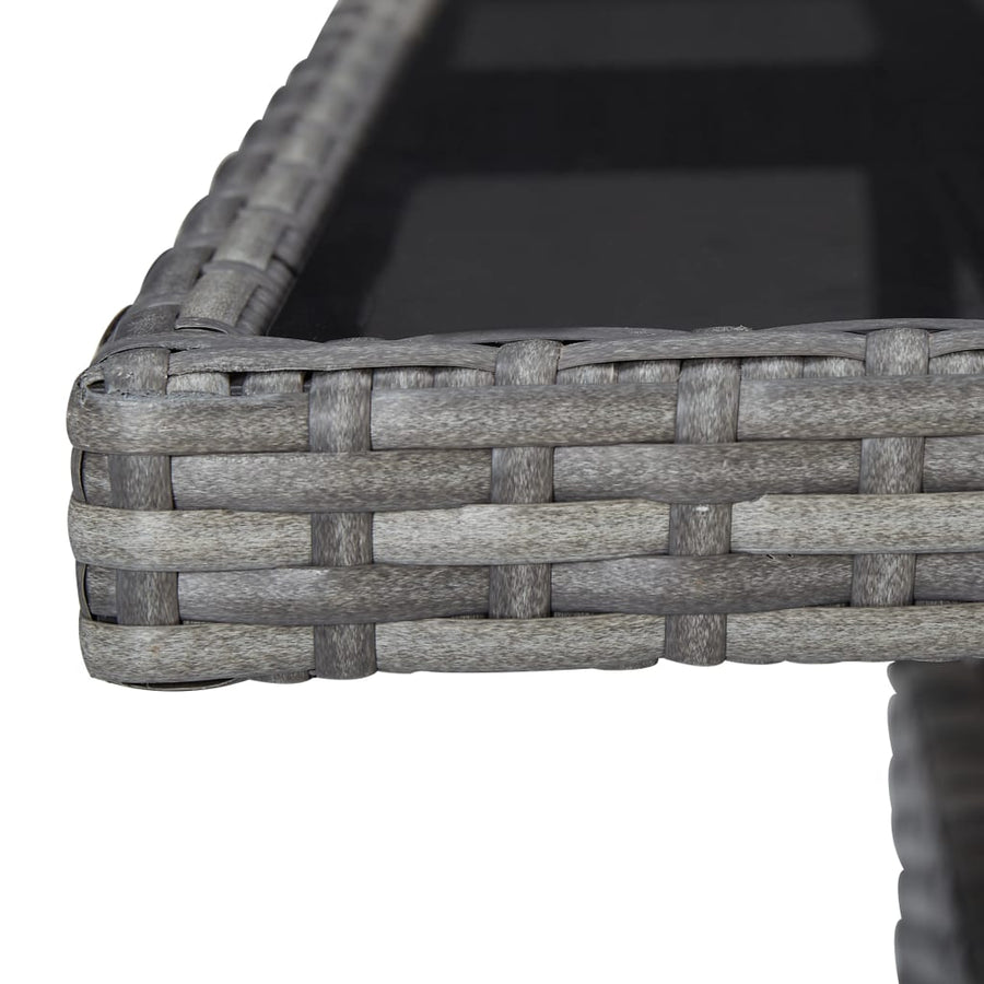-Delige Tuinset Poly Rattan En Glas 5 Grijs