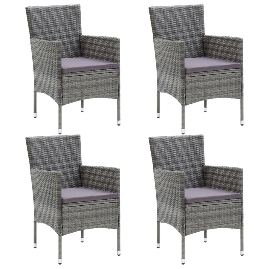 -Delige Tuinset Poly Rattan En Glas 5 Grijs