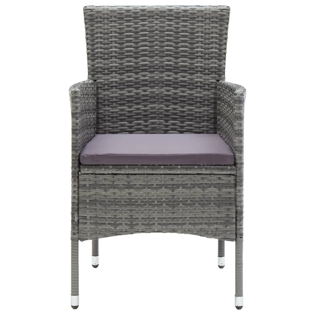 -Delige Tuinset Poly Rattan En Glas 5 Grijs