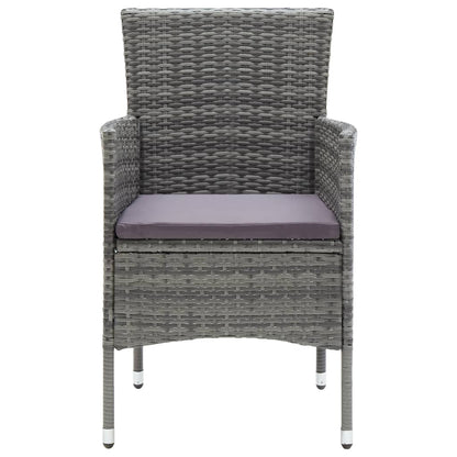 -Delige Tuinset Poly Rattan En Glas 5 Grijs