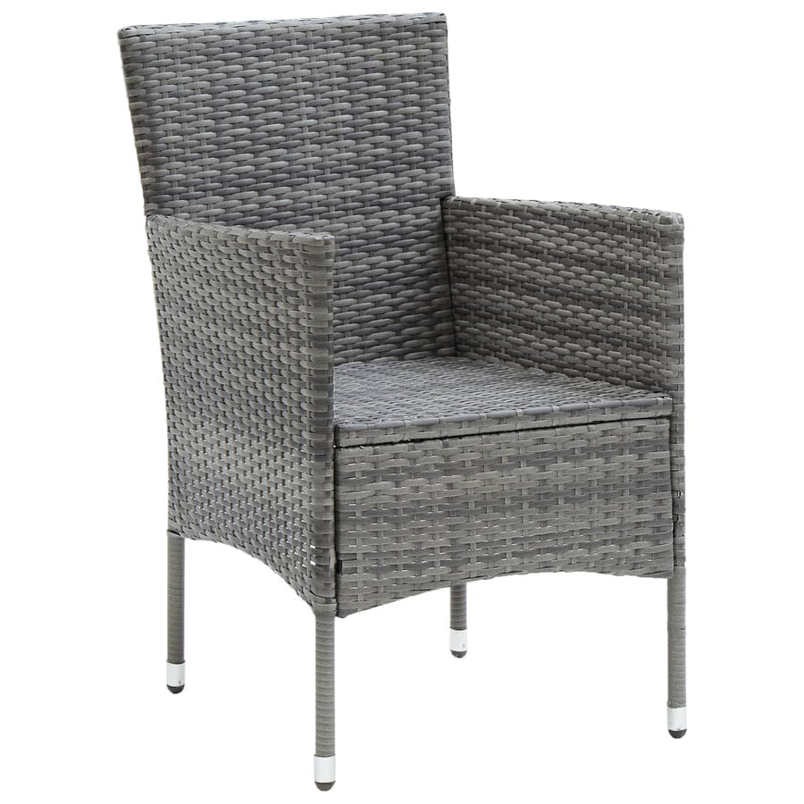 -Delige Tuinset Poly Rattan En Glas 5 Grijs