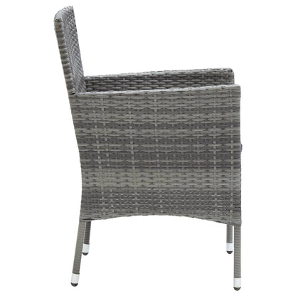-Delige Tuinset Poly Rattan En Glas 5 Grijs