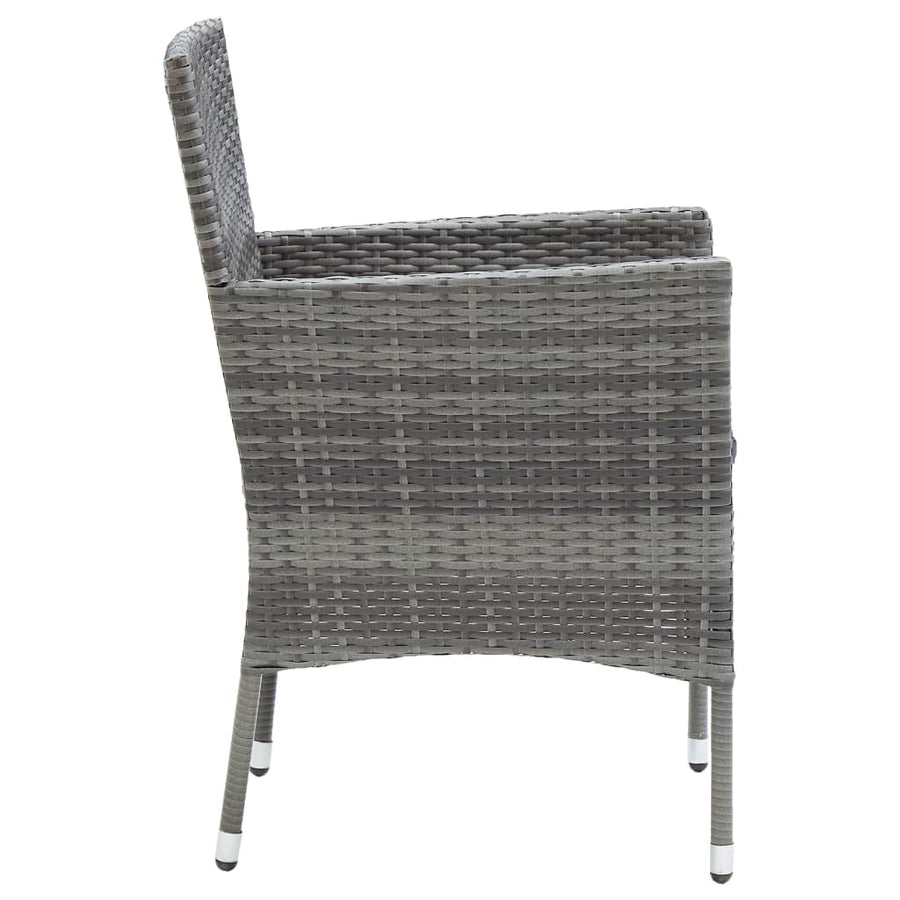 -Delige Tuinset Poly Rattan En Glas 5 Grijs