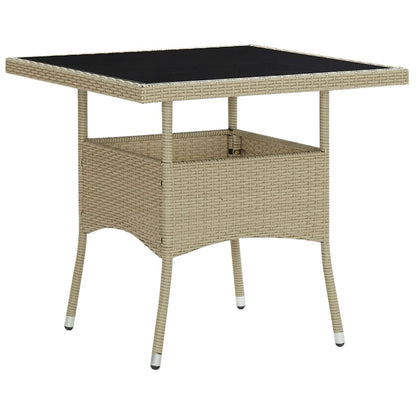 -Delige Tuinset Poly Rattan En Glas 5 Beige