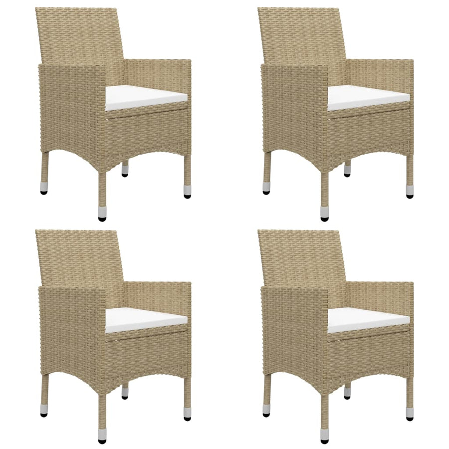 -Delige Tuinset Poly Rattan En Glas 5 Beige