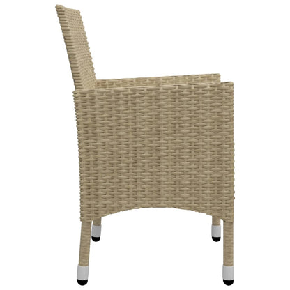 -Delige Tuinset Poly Rattan En Glas 5 Beige