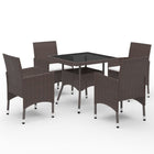 5-piece Garden Lounge Set with Poly Rattan and Glass Brown