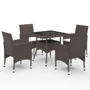 Tuinset 5-delig poly rattan glas bruin