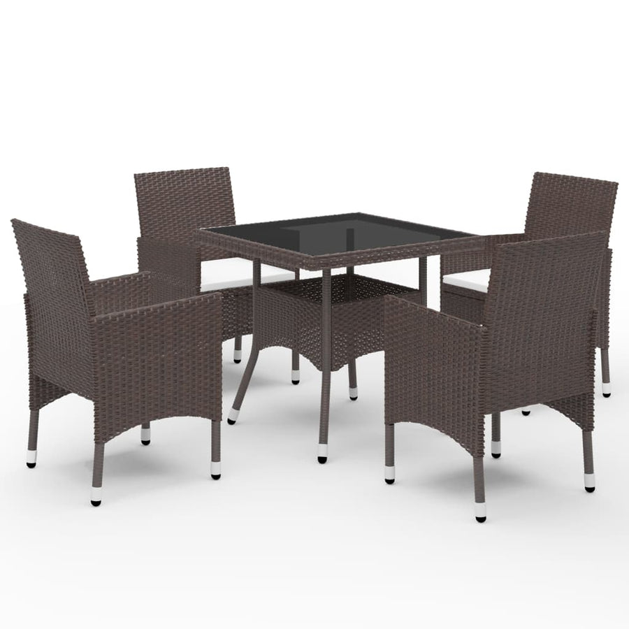 -Delige Tuinset Poly Rattan En Glas 5 Bruin