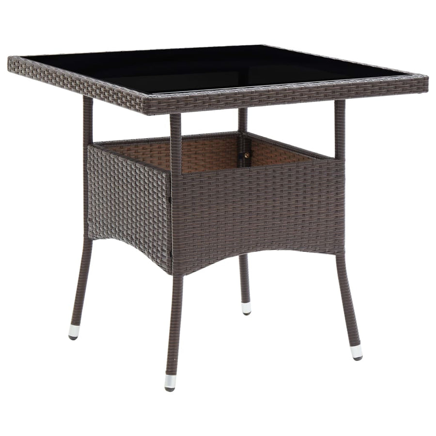 -Delige Tuinset Poly Rattan En Glas 5 Bruin